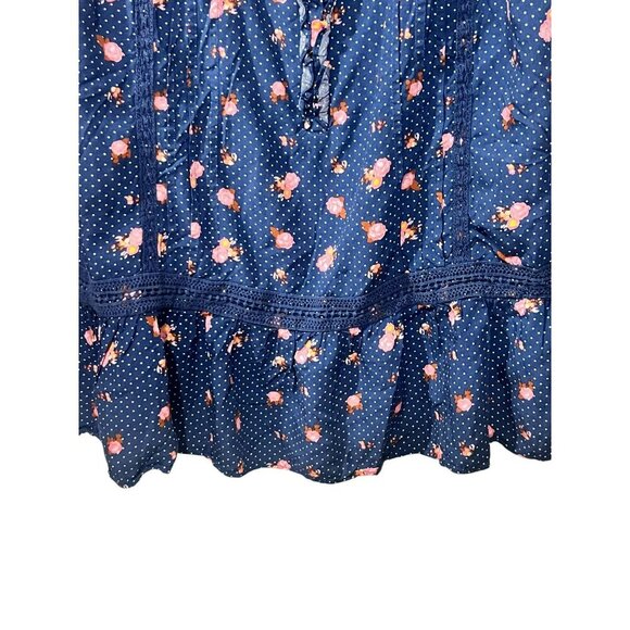 Matilda Jane Navy Polka Dot & Floral Long Sleeve Blouse women’s Size L - Picture 3 of 5